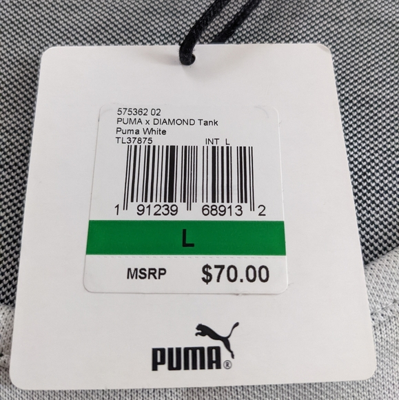 Puma tanktop for men, size L, color: white/black. - Picture 2 of 4